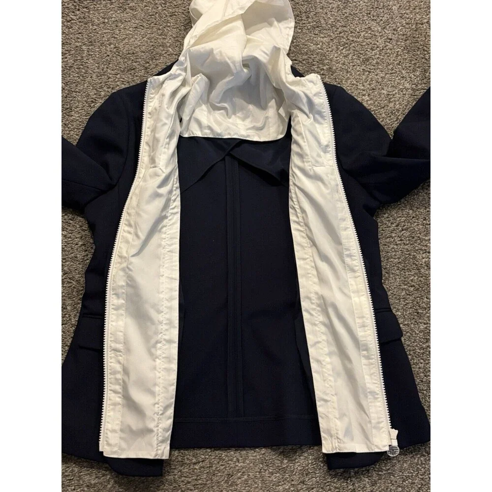 Tory Burch Sport Convertible Blazer With Hood Women’s‎ Size Large Blue White